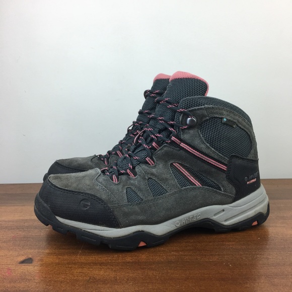Hi-Tec Women’s Gray Pink 9102 Waterproof Lace Up Ankle Hiking Boots Size 7.5M. - Picture 1 of 11
